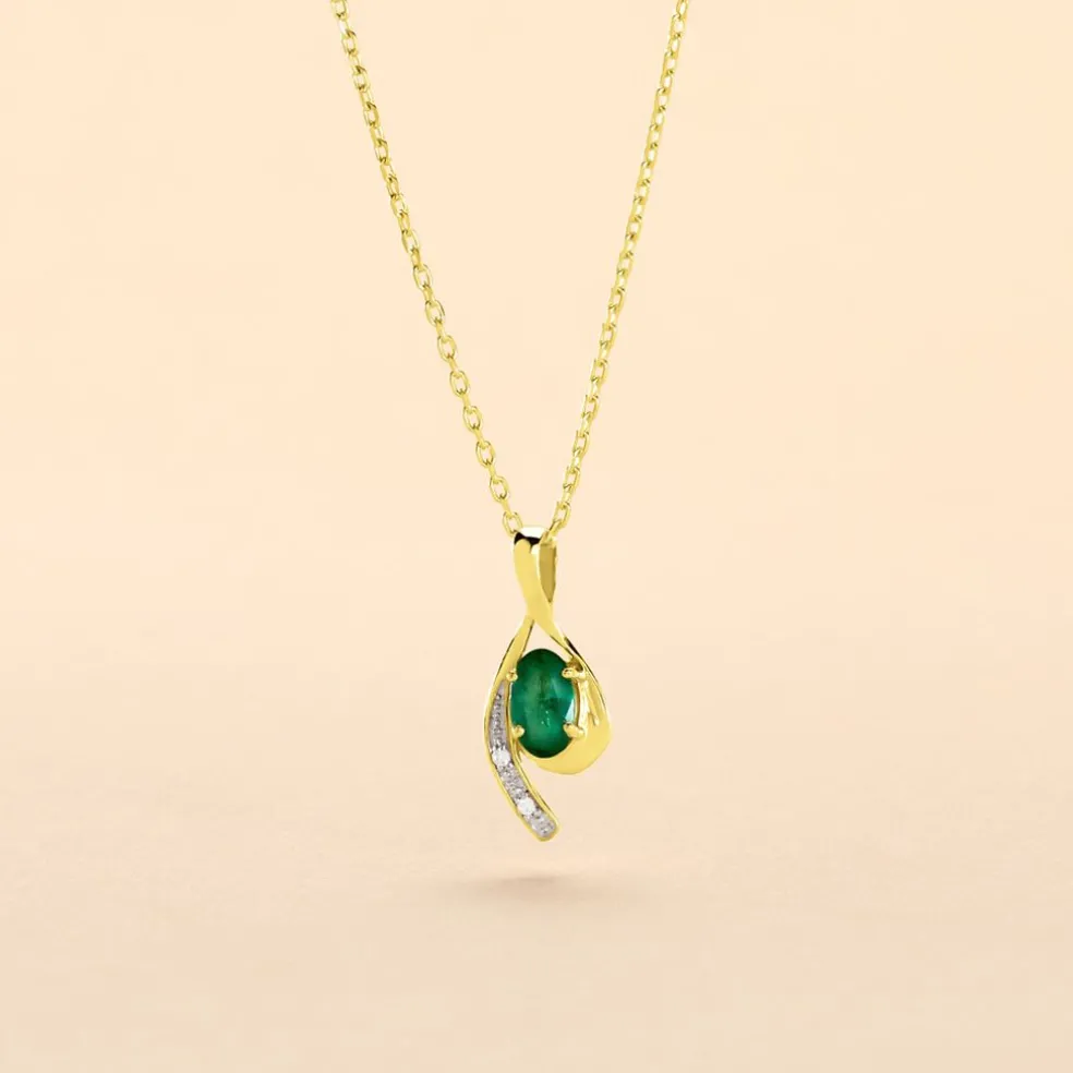Collier Emotion Or Jaune Emeraude Diamant