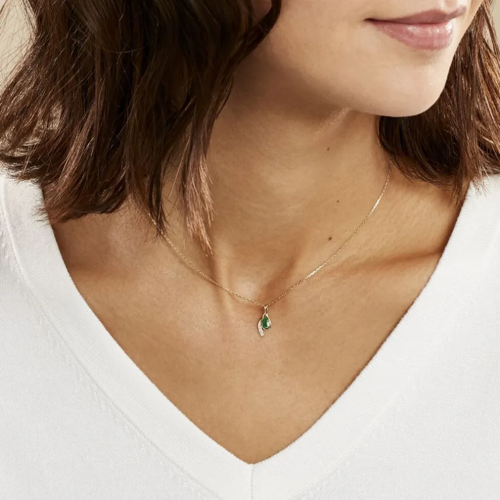 Collier Emotion Or Jaune Emeraude Diamant
