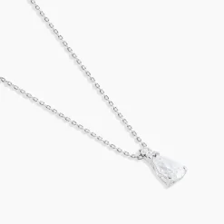 Collier Enis Or Blanc Oxyde De Zirconium Et Olivine