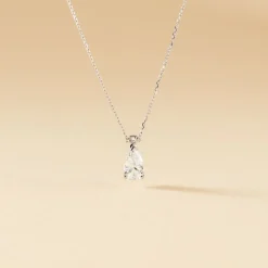 Collier Enis Or Blanc Oxyde De Zirconium Et Olivine