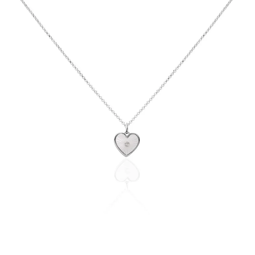 Collier Erina Argent Blanc Nacre Oxyde De Zirconium