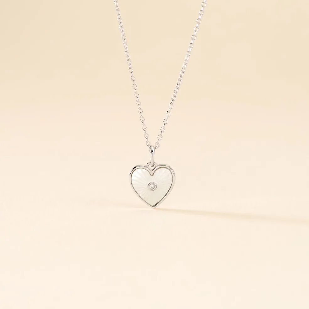 Collier Erina Argent Blanc Nacre Oxyde De Zirconium