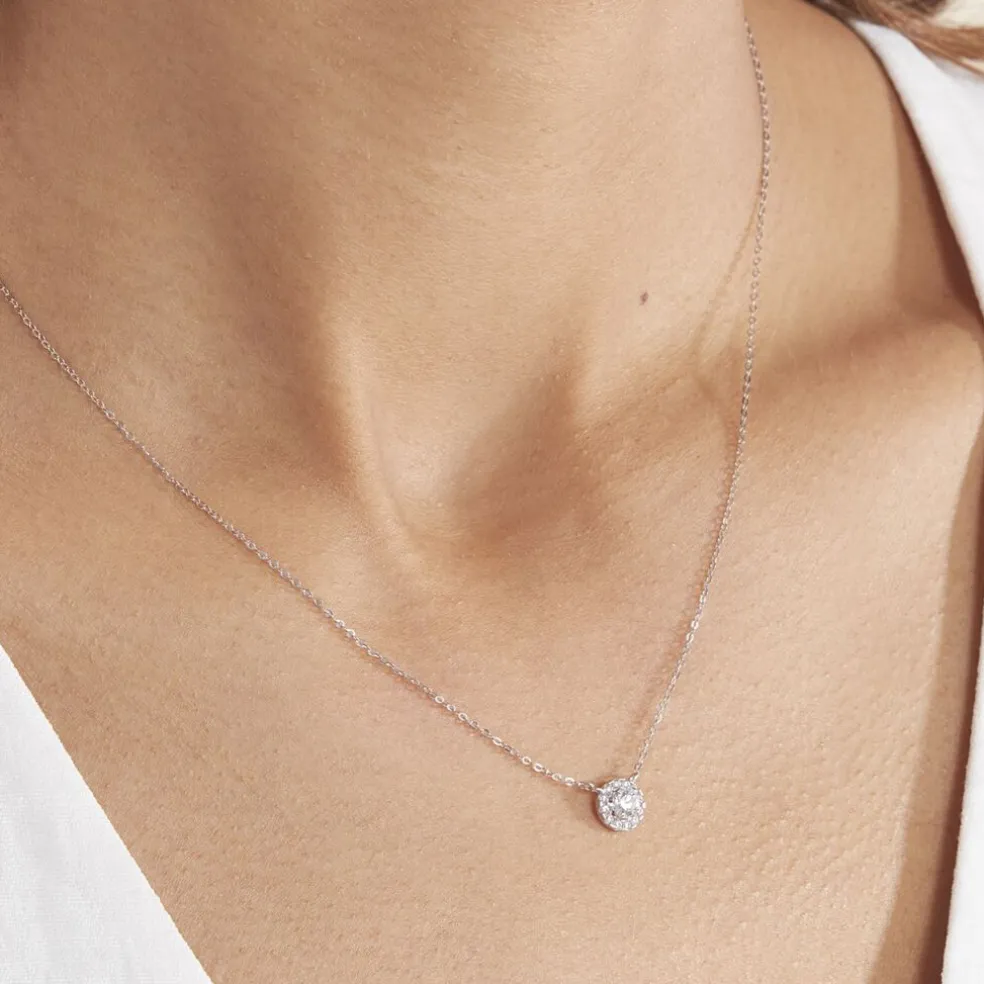 Collier Eurycide Or Blanc Oxyde De Zirconium