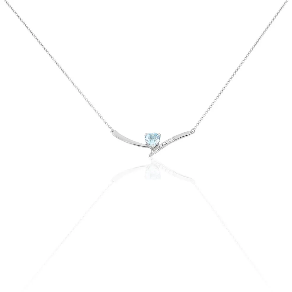 Collier Eva Or Blanc Topaze Et Oxyde De Zirconium