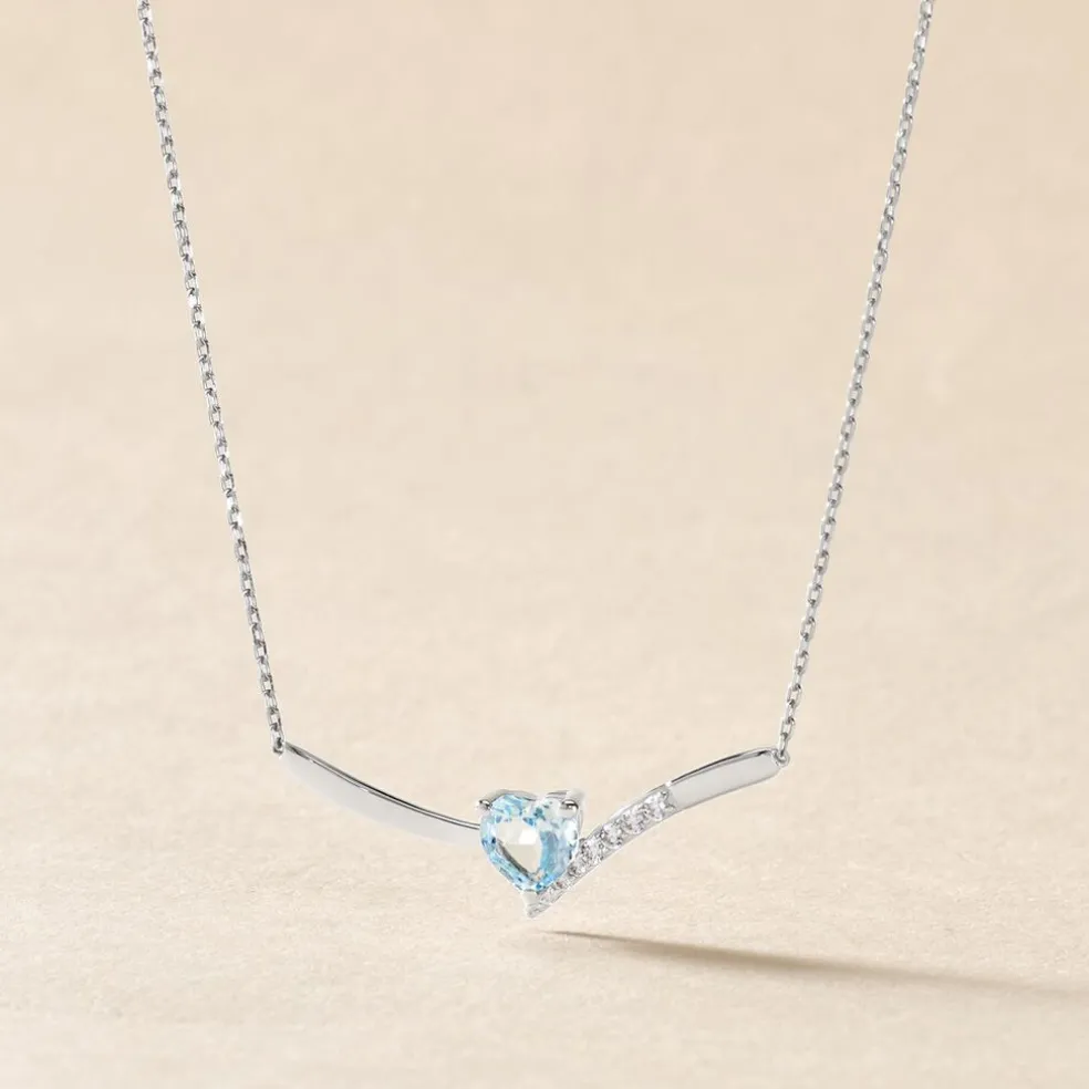 Collier Eva Or Blanc Topaze Et Oxyde De Zirconium