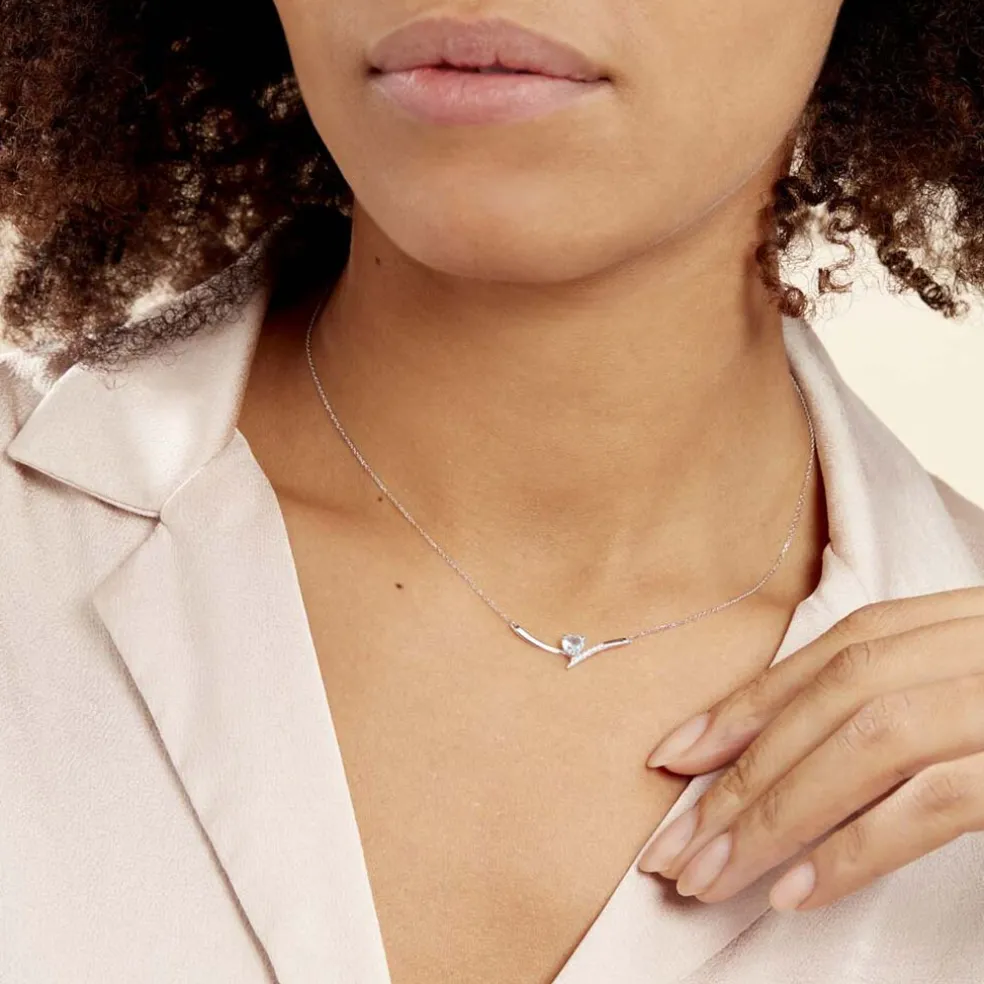 Collier Eva Or Blanc Topaze Et Oxyde De Zirconium