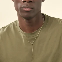 Collier Evelina Croix Maille Boule Or Jaune