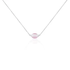 Collier Evren Argent Blanc Quartz Rose
