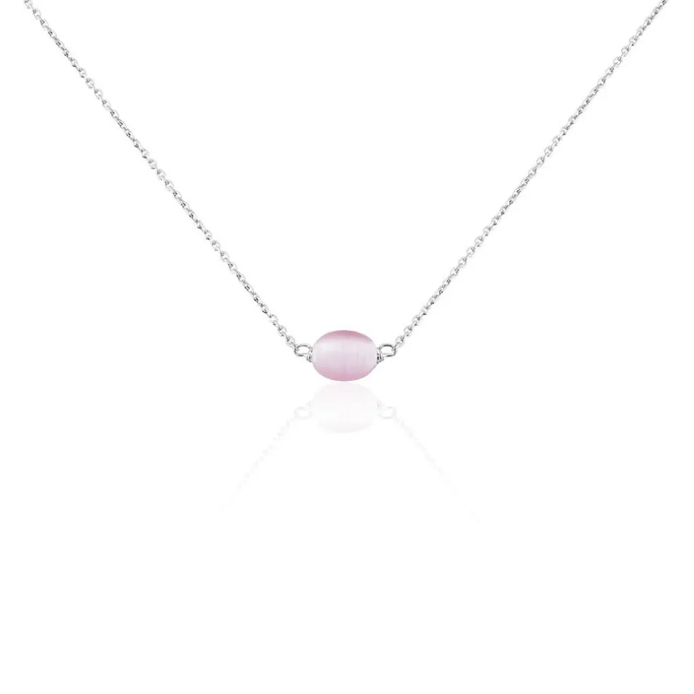 Collier Evren Argent Blanc Quartz Rose