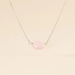 Collier Evren Argent Blanc Quartz Rose