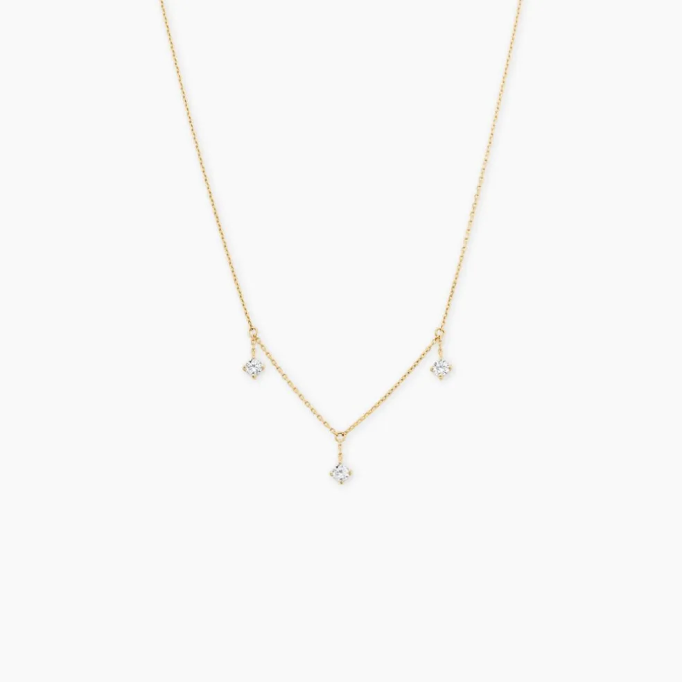 Collier Falling Star Or Jaune Oxyde De Zirconium