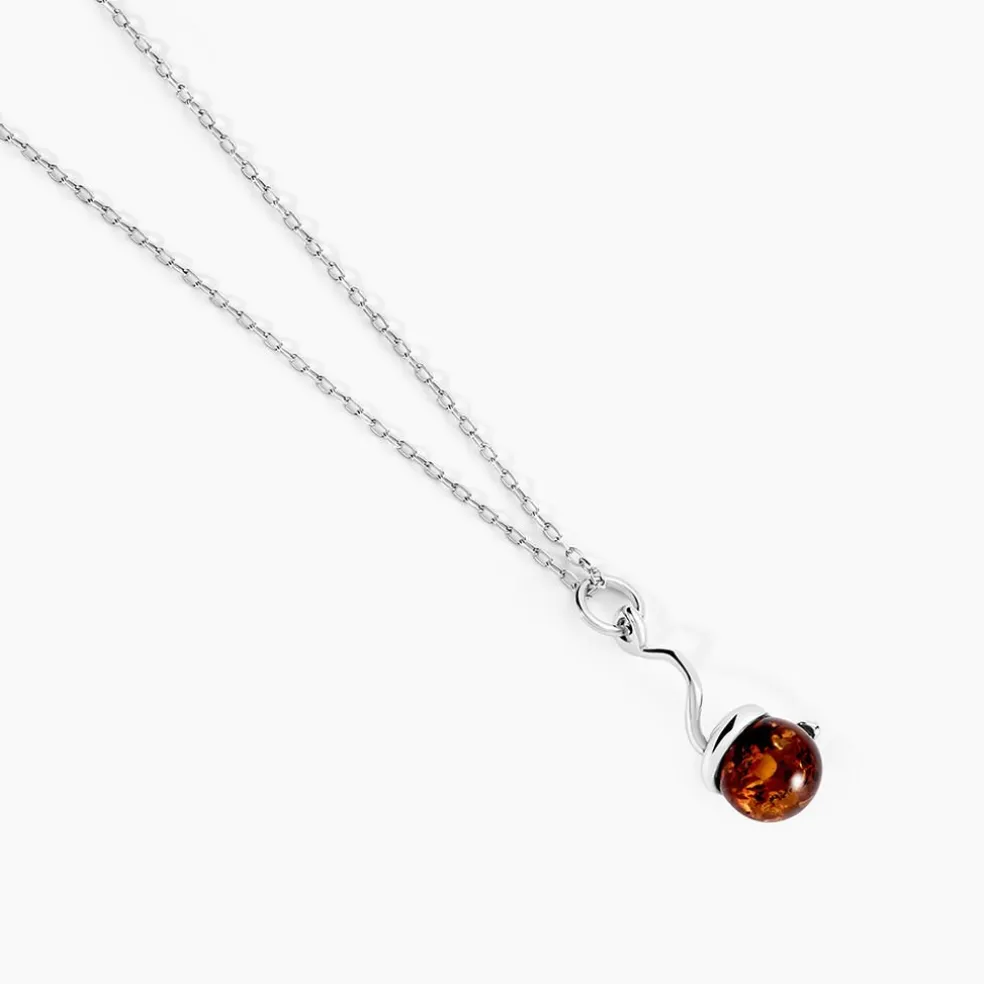 Collier Famata Argent Blanc Ambre