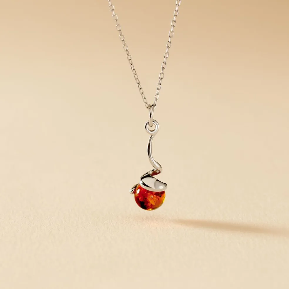 Collier Famata Argent Blanc Ambre