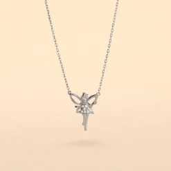 Collier Fee Or Blanc Diamant