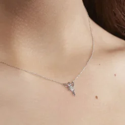 Collier Fee Or Blanc Diamant