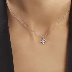 Collier Flocon Argent Blanc Oxyde De Zirconium