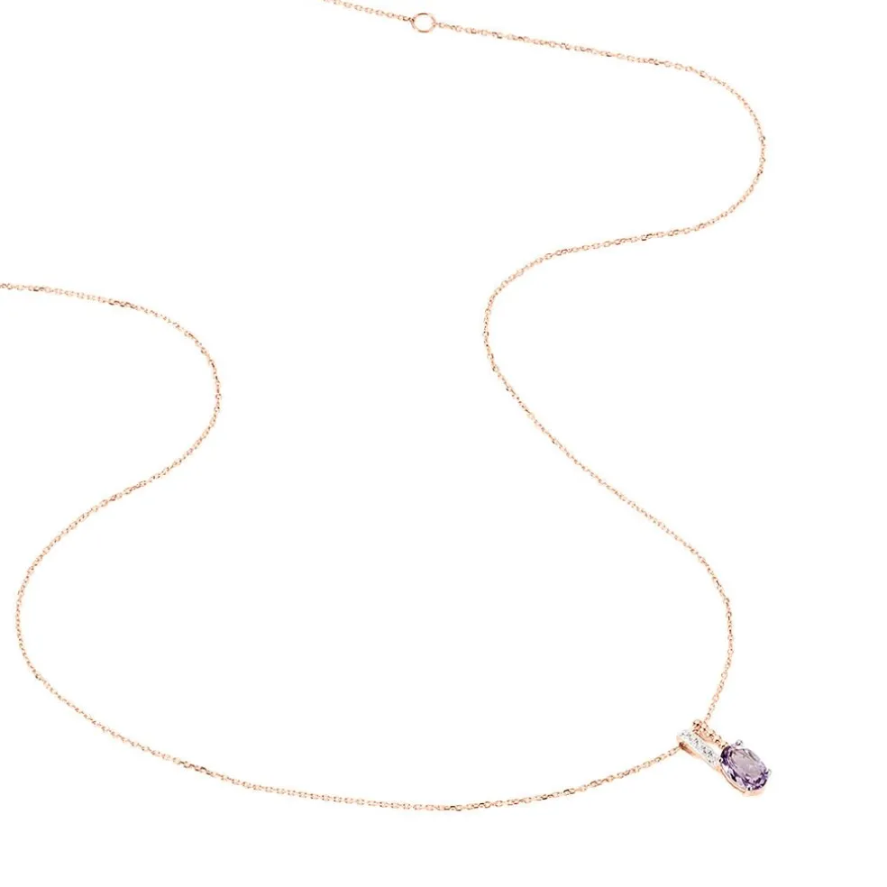 Collier Frannie Or Rose Amethyste Et Oxyde De Zirconium
