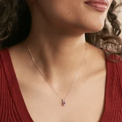 Collier Frannie Or Rose Amethyste Et Oxyde De Zirconium