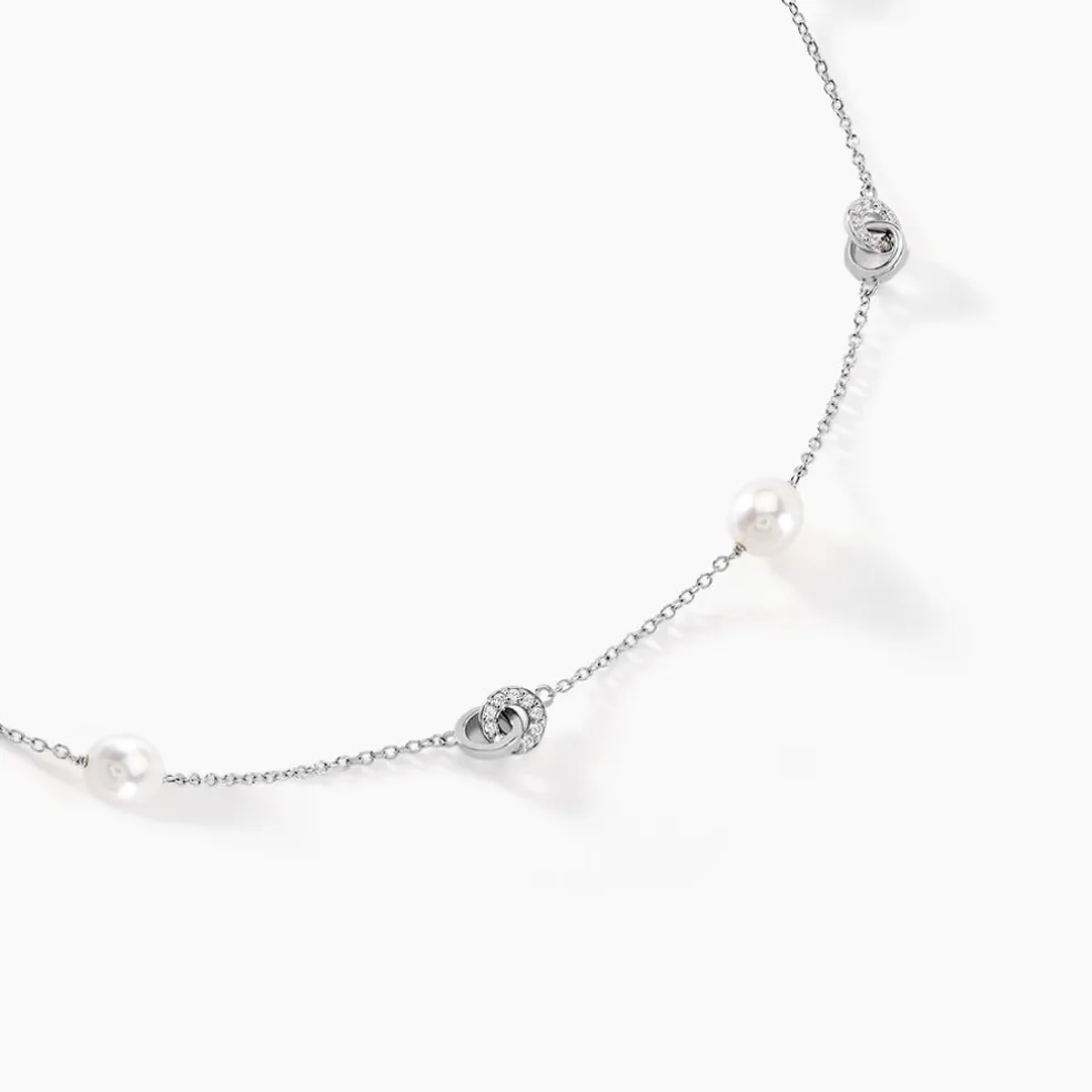 Collier Gaetane Argent Blanc Perle De Culture Oxyde De Zirconium