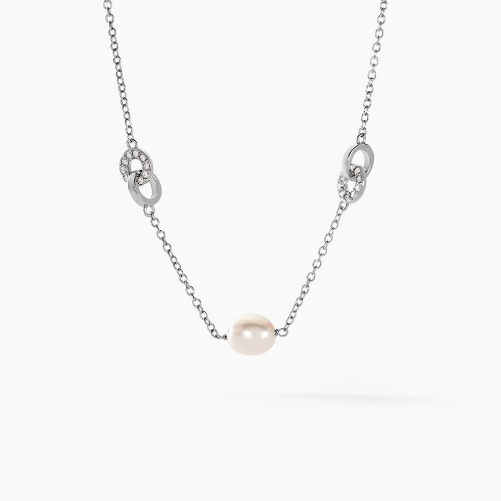 Collier Gaetane Argent Blanc Perle De Culture Oxyde De Zirconium