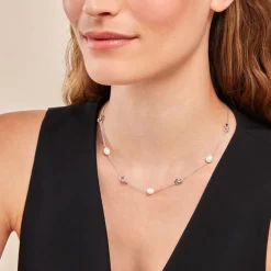 Collier Gaetane Argent Blanc Perle De Culture Oxyde De Zirconium