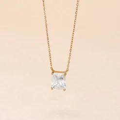 Collier Gatsby Or Jaune Oxyde De Zirconium
