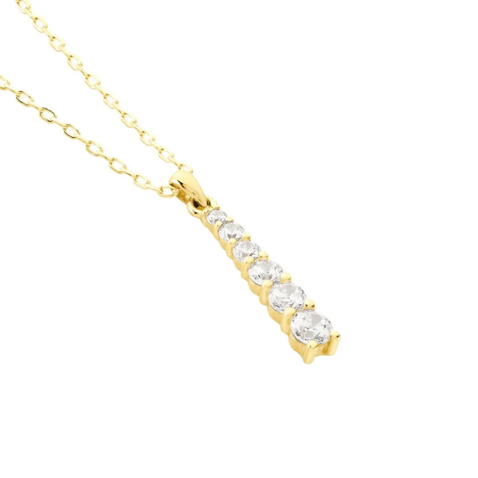 Collier Georas Or Jaune Oxyde De Zirconium