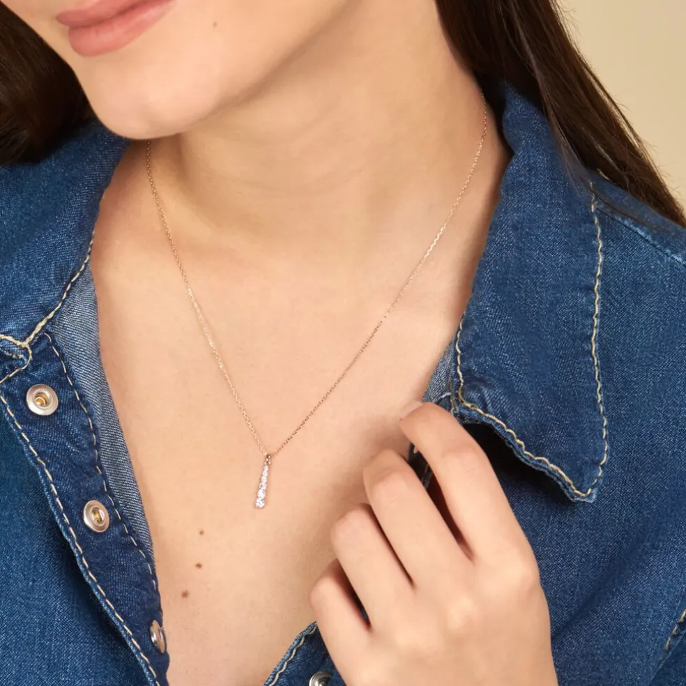 Collier Georas Or Jaune Oxyde De Zirconium