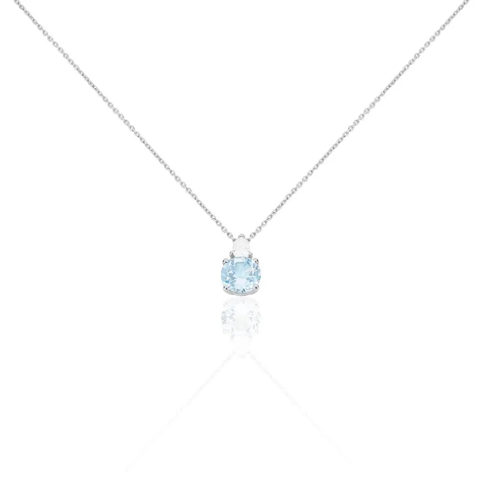 Collier Giana Or Blanc Topaze Et Oxyde De Zirconium