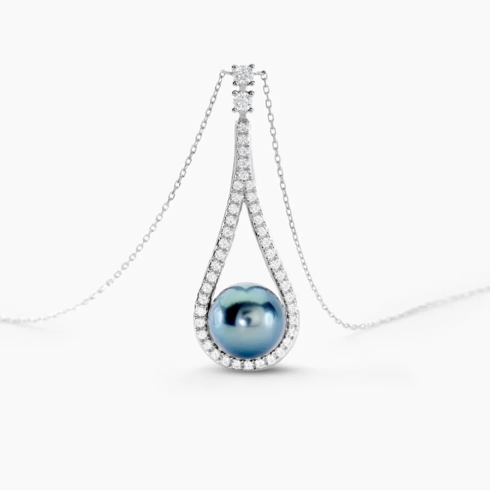 Collier Gillet Or Blanc Perle De Tahiti Oxyde Zirconium