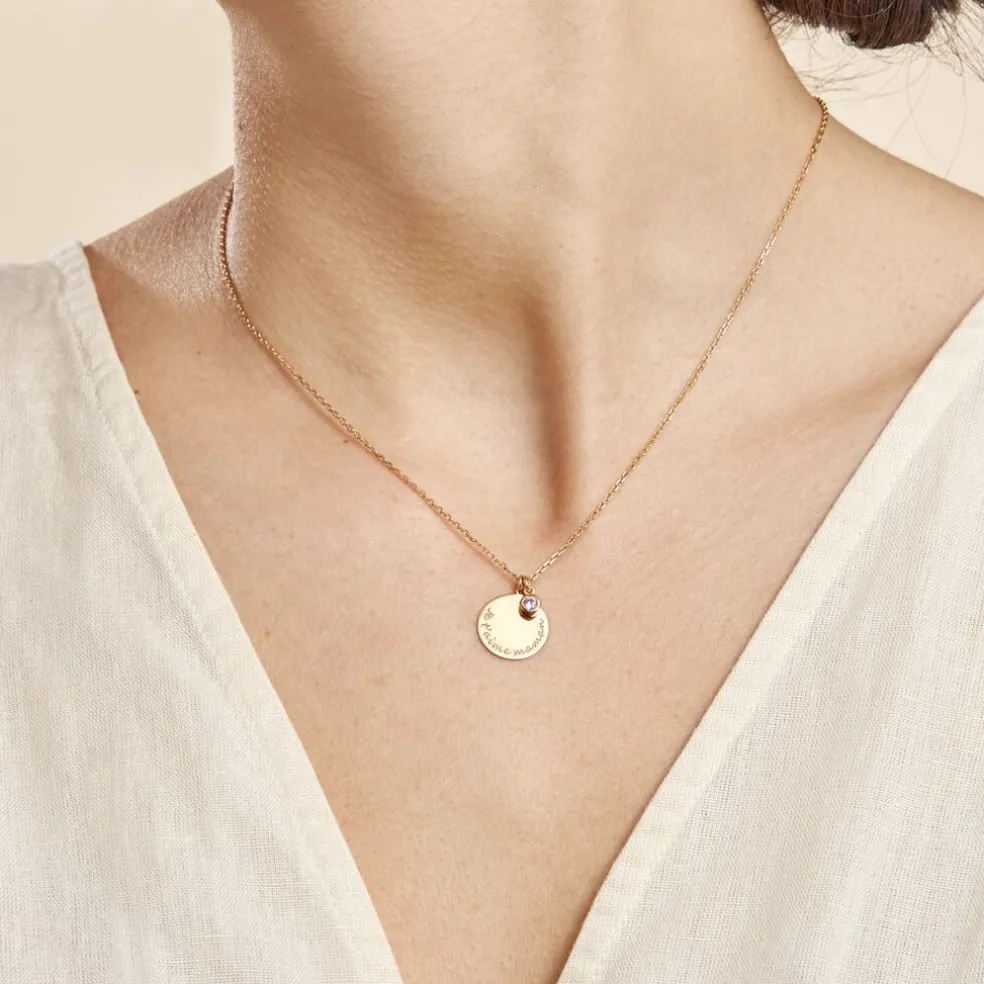 Collier Giusto Plaque Or Oxyde De Zirconium