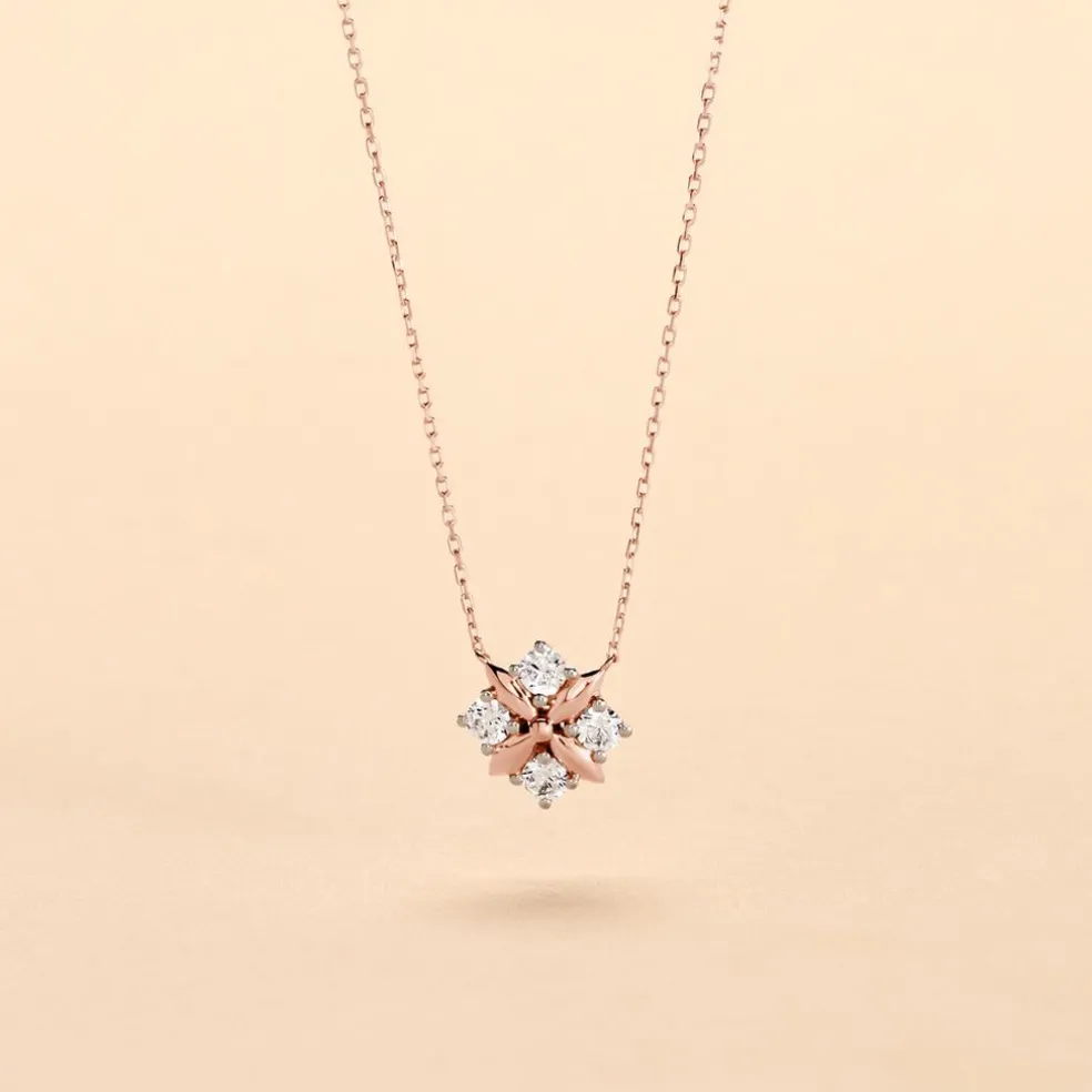 Collier Gladysse Or Rose Oxyde De Zirconium