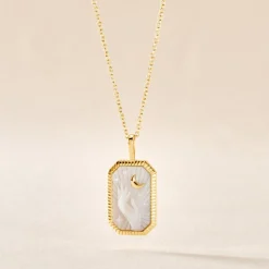 Collier Goddess Argent Doré Nacre