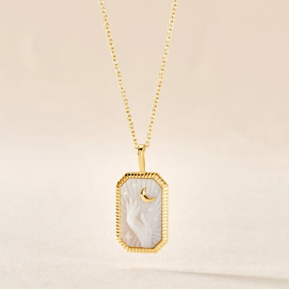 Collier Goddess Argent Doré Nacre