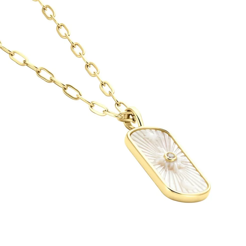 Collier Goddess Argent Doré Nacre Oxyde De Zirconium