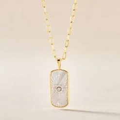 Collier Goddess Argent Doré Nacre Oxyde De Zirconium