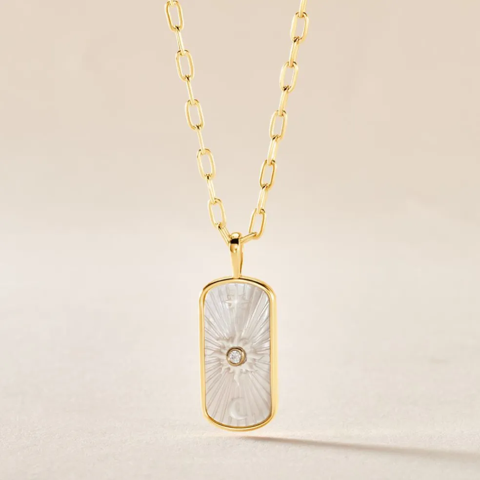 Collier Goddess Argent Doré Nacre Oxyde De Zirconium