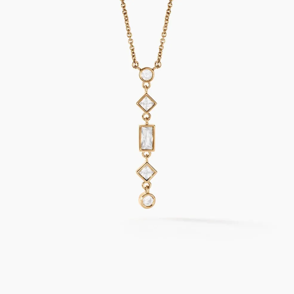 Collier Gold Chandelier Plaqué Or Doré Oxyde De Zirconium