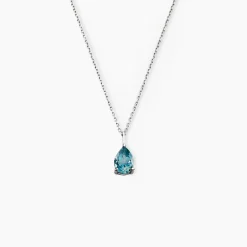 Collier Goutte Or Blanc Topaze