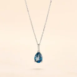 Collier Goutte Or Blanc Topaze