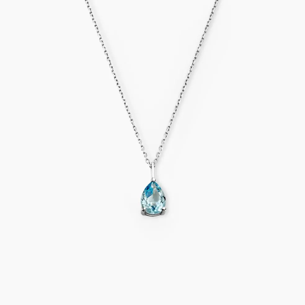 Collier Goutte Or Blanc Topaze