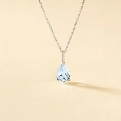 Collier Goutte Or Blanc Topaze