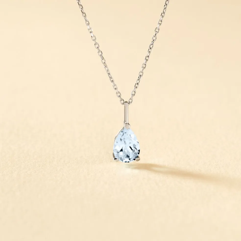 Collier Goutte Or Blanc Topaze