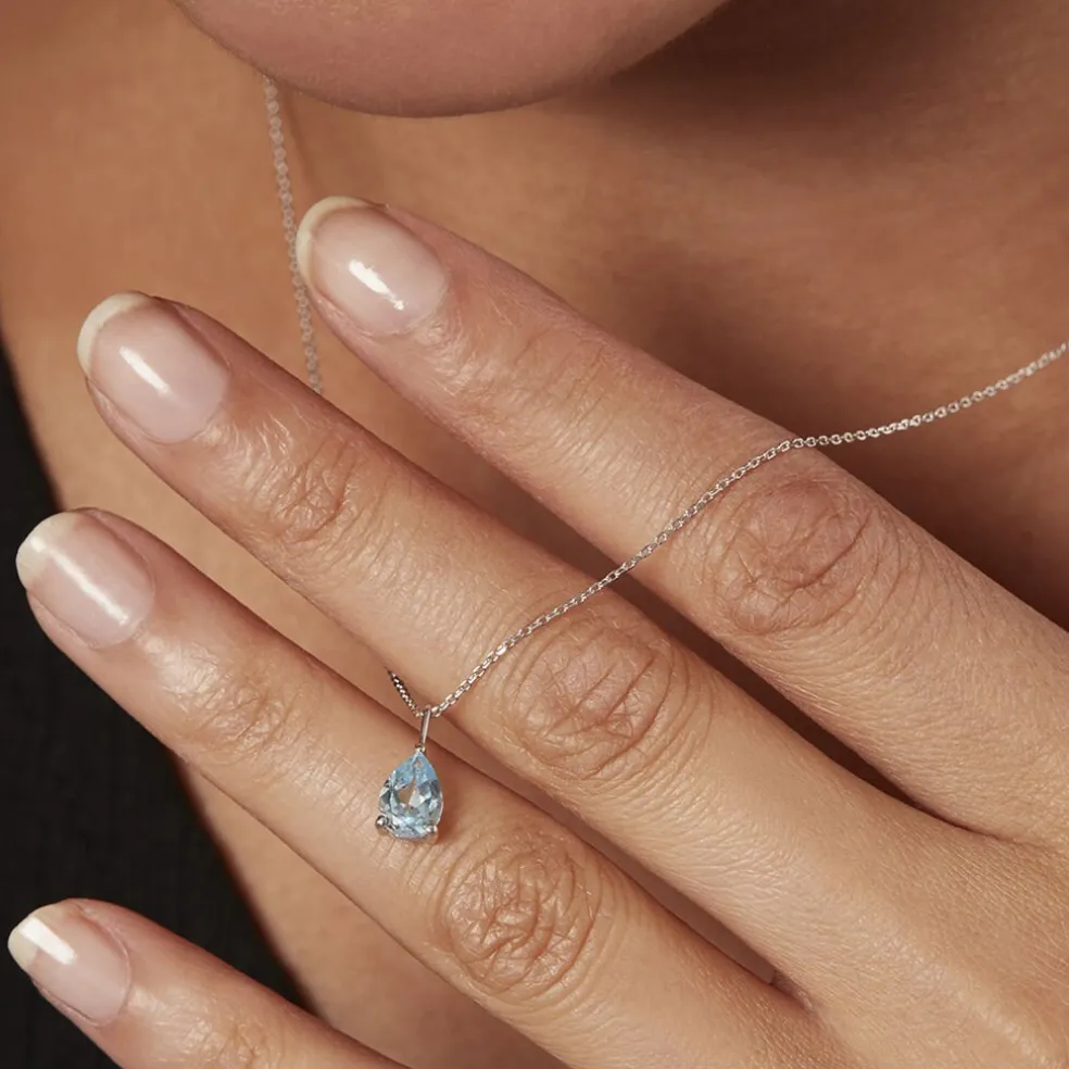 Collier Goutte Or Blanc Topaze