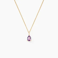 Collier Goutte Or Jaune Amethyste
