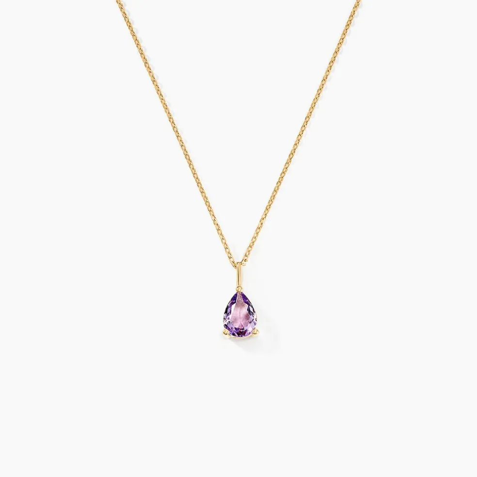 Collier Goutte Or Jaune Amethyste