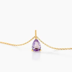 Collier Goutte Or Jaune Amethyste