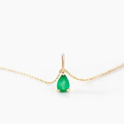 Collier Goutte Or Jaune Emeraude