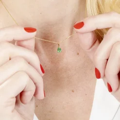 Collier Goutte Or Jaune Emeraude