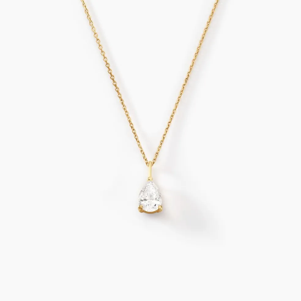 Collier Goutte Or Jaune Oxyde De Zirconium